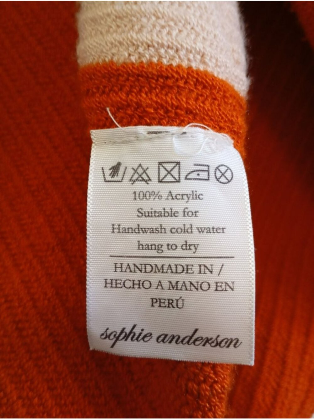 Sophie Anderson Handmade Knit Tote Bag Orange & Pink Width Lightweight & Durable - Picture 6 of 9